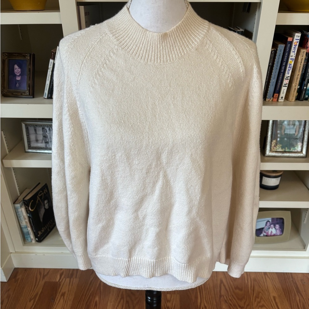 3.1 Phillip Lim Cream Cashmere Cotton‎ Blend Mock Turtleneck Sweater Size…